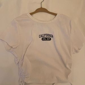 White forever 21 cropped cinched on the side top